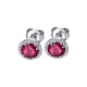 Pendientes de oro blanco de 18 Kt con rubí y orla de diamantes, 0,37 ct