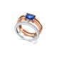 Anillo de oro blanco y rosa de 18 Kt con zafiro y diamantes, 0,18 ct