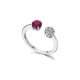 Anillo de oro blanco de 18 Kt con rubí y diamantes, 0,10 ct