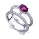 Anillo de oro blanco de 18 Kt con rubí y diamantes, 0,23 ct
