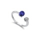 Anillo de oro blanco de 18 Kt con zafiro y diamantes, 0,05 ct