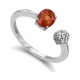 Anillo de oro blanco de 18 Kt con zafiro naranja y diamantes, 0,05 ct