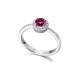 Anillo de oro blanco de 18 Kt con rubí y diamantes, 0,21 ct