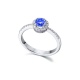 Anillo de oro blanco de 18 Kt con zafiro y diamantes, 0,21 ct