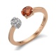 Anillo de oro rosa de 18 Kt con zafiro naranja y diamantes, 0,05 ct
