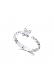 Anillo de oro blanco de 18 Kt con diamantes de 0,26 ct