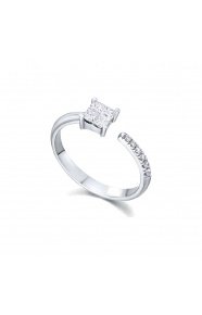 Anillo de oro blanco de 18 Kt con diamantes de 0,34 ct