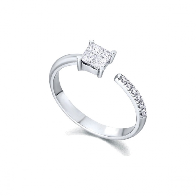 Anillo de oro blanco de 18 Kt con diamantes de 0,34 ct