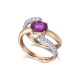 Anillo de oro blanco y rosa de 18 Kt con diamantes y rubí, 0,28 ct