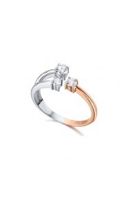 Anillo de oro blanco y rosa de 18 Kt con diamantes de 0,36 ct