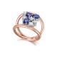 Anillo de oro blanco y rosa de 18 Kt con zafiro y diamantes, 0,42 ct