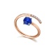 Anillo de oro rosa de 18 Kt con zafiro y diamantes, 0,06 ct