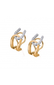 Pendientes de oro blanco y rosa de 18 Kt con diamantes de 0,38 ct