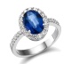 Anillo de oro blanco de 18 Kt con zafiro y diamantes, 0,52 ct