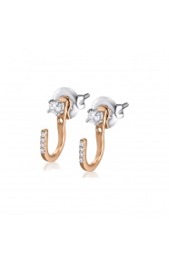 Pendientes de oro blanco y rosa de 18 Kt con diamantes de 0,17 ct