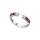 Anillo de oro blanco de 18 Kt con diamantes y rubíes, 0,19 ct