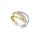 Anillo de oro blanco y amarillo de 18 Kt con diamantes de 0,17 ct