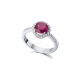 Anillo de oro blanco de 18 Kt con rubí y diamantes, 0,26 ct