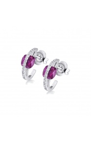 Pendientes de oro blanco de 18 Kt con rubí y diamantes, 0,23 ct