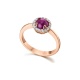 Anillo de oro rosa de 18 Kt con diamantes y rubí, 0,17 ct
