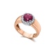 Anillo de oro rosa de 18 Kt con diamantes y rubí, 0,28 ct