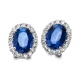 Pendientes de oro blanco de 18 Kt con zafiro y orla de diamantes, 0,86 ct