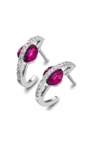 Pendientes de oro blanco de 18 Kt con rubí y diamantes, 0,23 ct