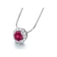 Colgante de oro blanco de 18 Kt con rubí y orla de diamantes, 0,26 ct