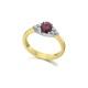 Anillo de oro blanco y amarillo de 18 Kt con rubí y diamantes, 0,18 ct