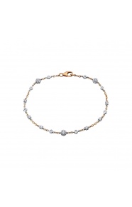 Pulsera de oro blanco y rosa de 18 Kt con diamantes de 0,49 ct