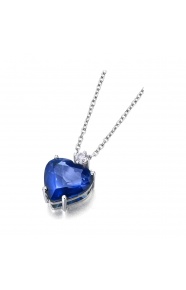 Colgante de oro blanco de 18 Kt con zafiro y diamantes, 0,08 ct