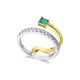 Anillo de oro blanco de 18 Kt con esmeralda y diamantes, 0,37 ct