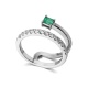 Anillo de oro blanco de 18 Kt con esmeralda y diamantes, 0,37 ct