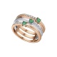 Anillo de oro blanco y rosa de 18 Kt con diamantes y esmeralda, 0,17 ct
