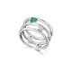 Anillo de oro blanco de 18 Kt con esmeralda y diamante, 0,12 ct