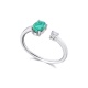 Anillo de oro blanco de 18 Kt con esmeralda y diamantes, 0,10 ct