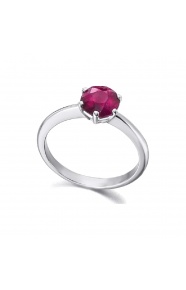 Anillo de oro blanco de 18 Kt con rubí
