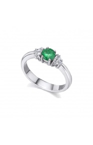 Anillo de oro blanco de 18 Kt con esmeralda y diamantes, 0,38 ct