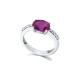 Anillo de oro blanco de 18 Kt con rubí y diamantes, 0,21 ct