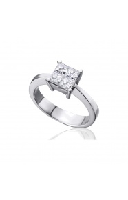 Anillo de oro blanco de 18 Kt con diamantes de 0,70 ct