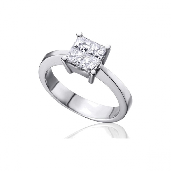 Anillo de oro blanco de 18 Kt con diamantes de 0,70 ct