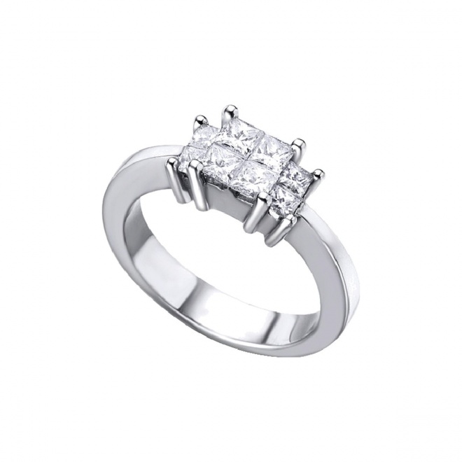 Anillo de oro blanco de 18 Kt con diamantes de 0,98 ct