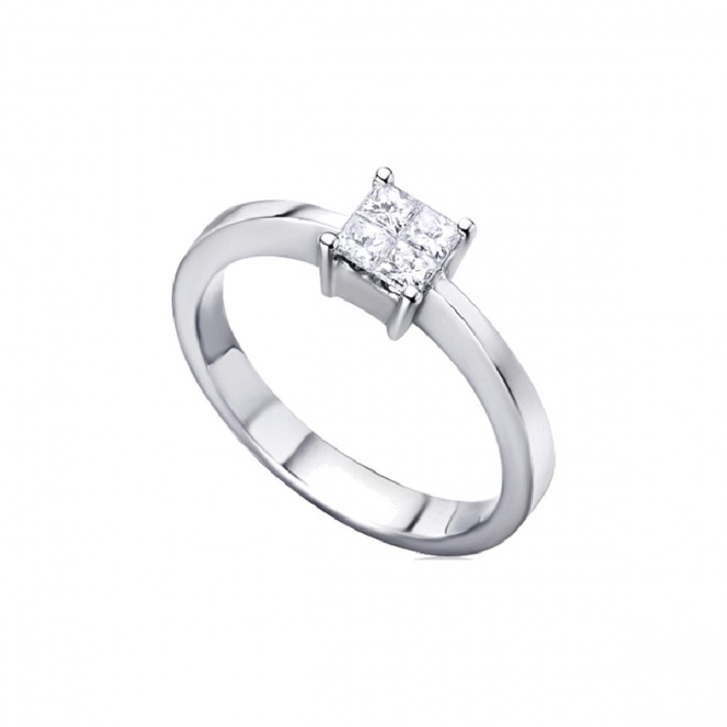 Anillo de oro blanco de 18 Kt con diamantes de 0,52 ct
