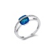 Anillo de oro blanco de 18 Kt con zafiro y diamantes, 0,16 ct
