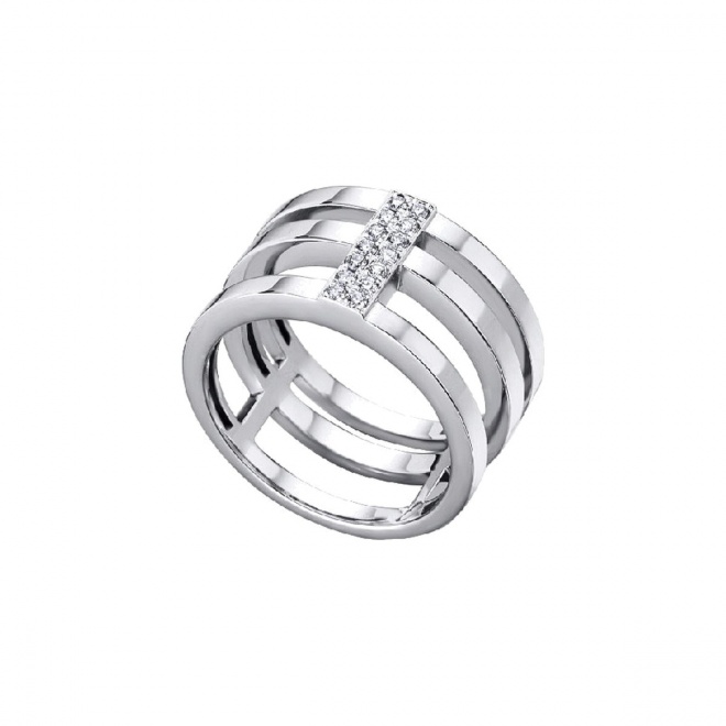 Anillo de oro blanco de 18 Kt con diamantes de 0,12 ct