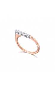 Anillo de oro blanco y rosa de 18 Kt con diamantes de 0,19 ct