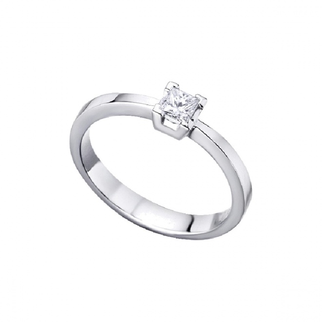 Anillo de oro blanco de 18 Kt con diamante de 0,13 ct