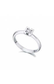 Anillo de oro blanco de 18 Kt con diamante de 0,18 ct