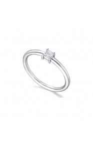 Anillo de oro blanco de 18 Kt con diamante de 0,07 ct