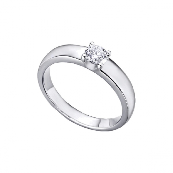 Anillo de oro blanco de 18 Kt con diamante de 0,18 ct